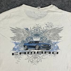 Camaro T-Shirt Mens Size XL White Graphic Muscle Car Winged Auto Distressed